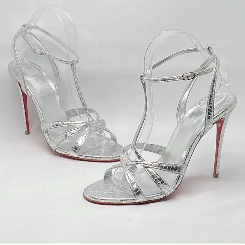Christian Louboutin Tangueva 100 metallic leather sandals size 38